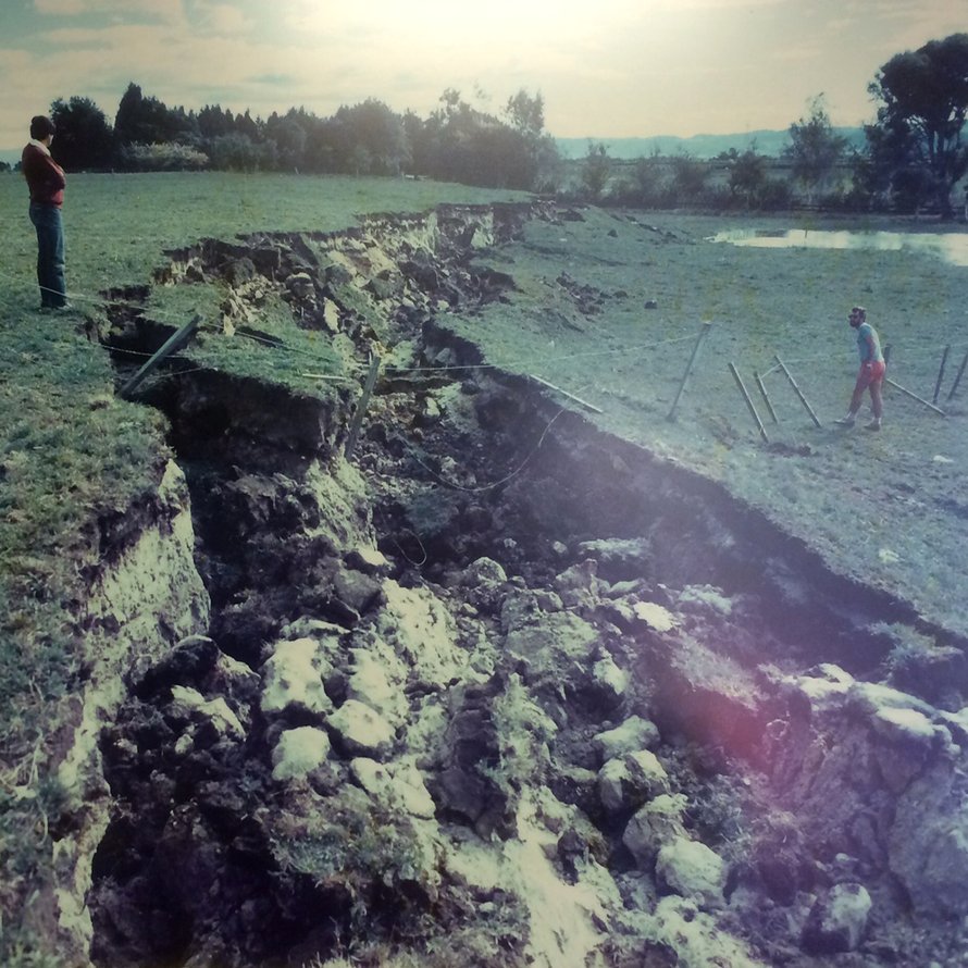Bruchzone bei Edgecumbe nach dem Erdbeben 1987